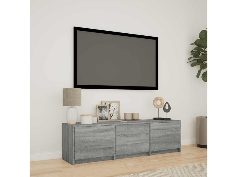  Meuble tv - banc tv - meuble de rangement avec led 140x34x40 cm gris sonoma bois d’ingénierie  - Conforama B