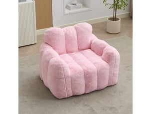 Fauteuil pouf en forme de lotus, assise moelleuse facile à déplacer, en velours peluche rose, 47 × 45 × 34 cm