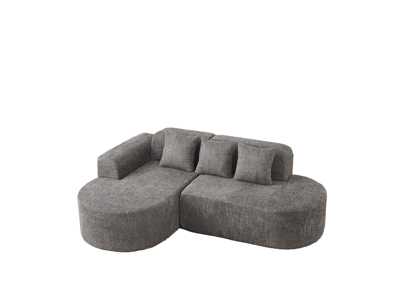  Canapé d’angle 3 places en tissu chenille gris anthracite  - Conforama A