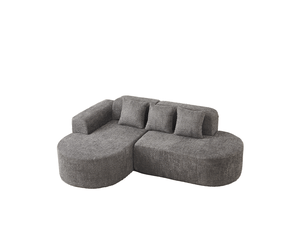 Canapé d'angle compressé gauche fixe MODFU  3 places Tissu Gris anthracite