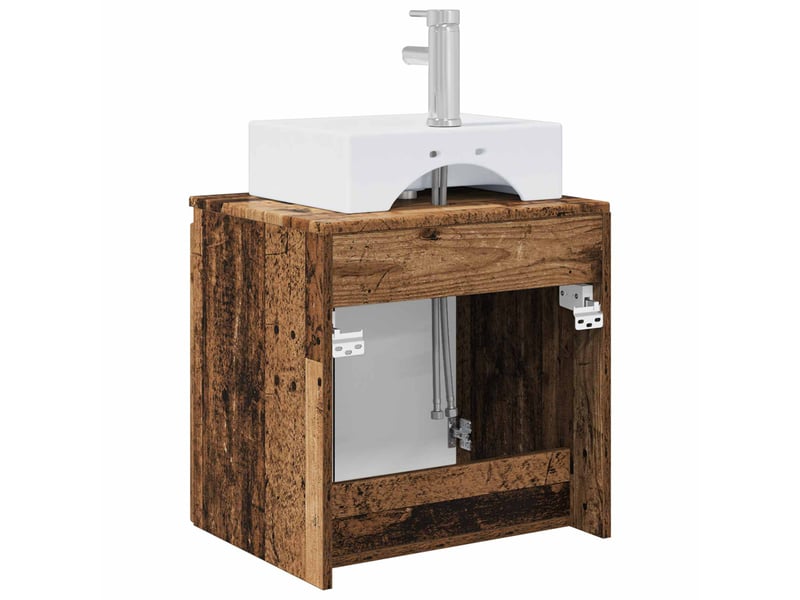  Vanité de lavabo mural, meuble de rangement bois ancien 49.5x41x62.5 cm shl3350  - Conforama E