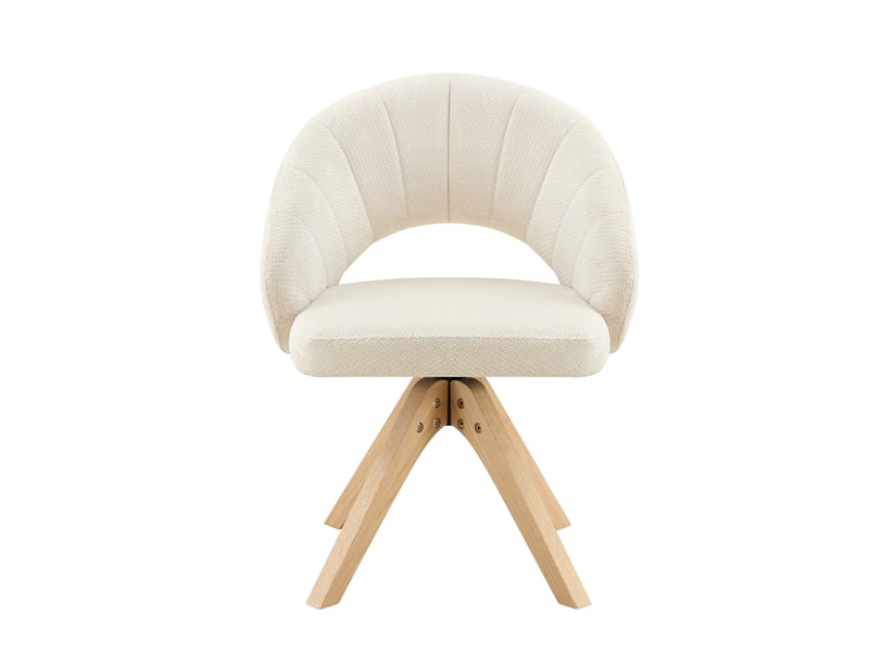 Lot de 2 chaises de salle à manger pivotantes,tissu et bois,blanc - Conforama D