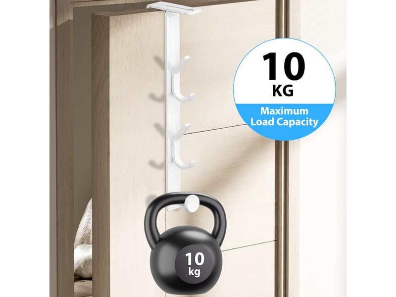  Crochets de porte 2 pièces x3 manteau sans percage, réglable 1.2-6.2 cm patère pour portes et armoire pour suspendre, blanc  - Conforama C