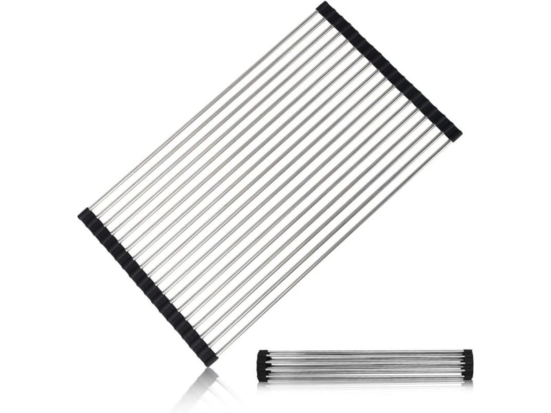  Égouttoir pliable  égouttoir à vaisselle en acier inoxydable robuste pour vaisselle, assiettes, tasses, bouteilles (noir)  - Conforama A