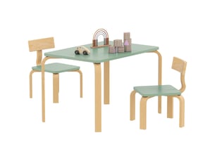 Table enfant avec chaises, lot table et 2 chaises enfant en bois pour dessiner, jouer, étudier, 78x53x53cm, vert