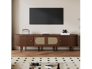 Meuble tv coloris bois foncé 180 cm <strong>ELVMI</strong>  <strong></strong>