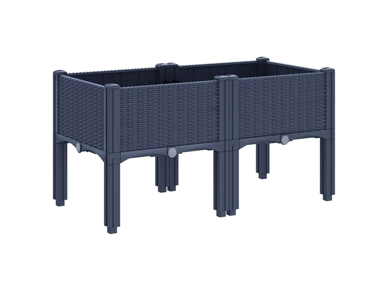  Jardinière - bac à fleurs avec pieds bleu gris 80x40x42 cm pp  - Conforama E