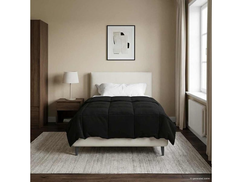 Couette - duvet d'été 135 x 220 cm été microfibre (100% polyester) noir - Conforama B