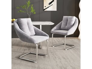 Lot de 4 chaises de salle à manger en velours gris, coussins inclus, chaises pivotantes, de luxe pour salon et chambre