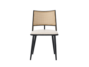 Lot de 4 chaises pu noir et rotin - design moderne et confortables pour salle à manger ou chambre