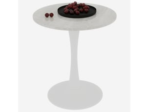 Bout de canapé 70x70x72 cm, design épuré moderne, couleur coloris blanc, marbre artificiel