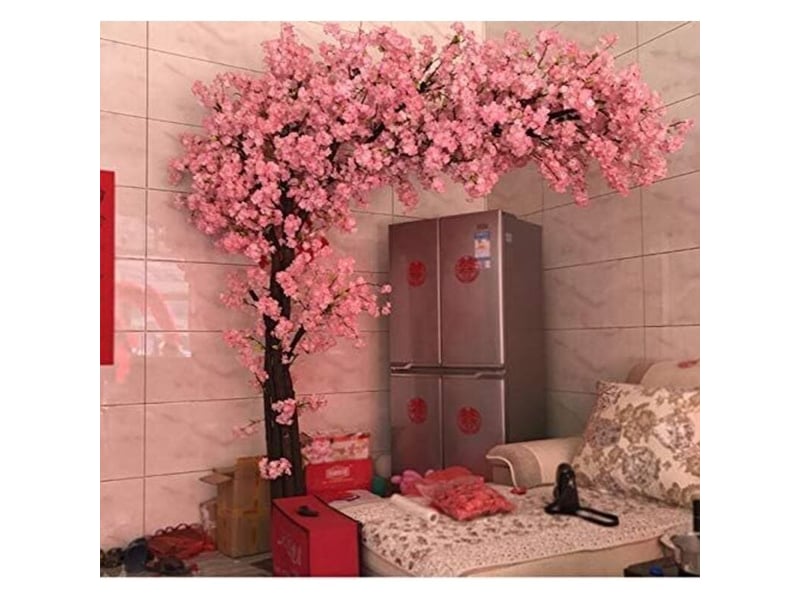 Fleur artificielle 105 cm faux cerisier fleur arbre 3 fourche sakura branche fleur artificielle soie de mariage fond décoration murale - Conforama D