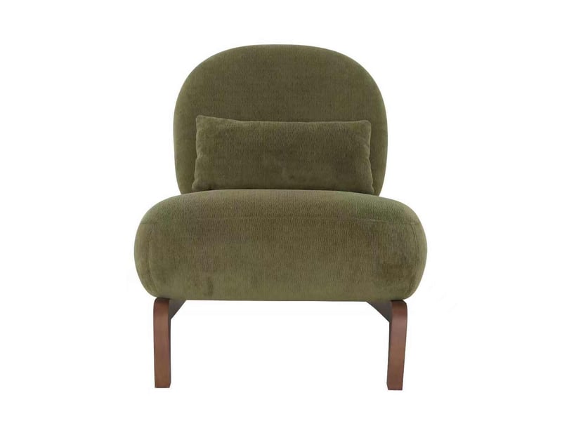  Lot de 2 fauteuils d'appoint sans accoudoirs en velours vert avec pieds en bois  - Conforama A