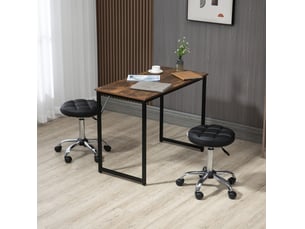 Lot de 2 tabourets de salon à roulettes réglables en hauteur 35,5x35,5x63 cm pivotants en similicuir noir