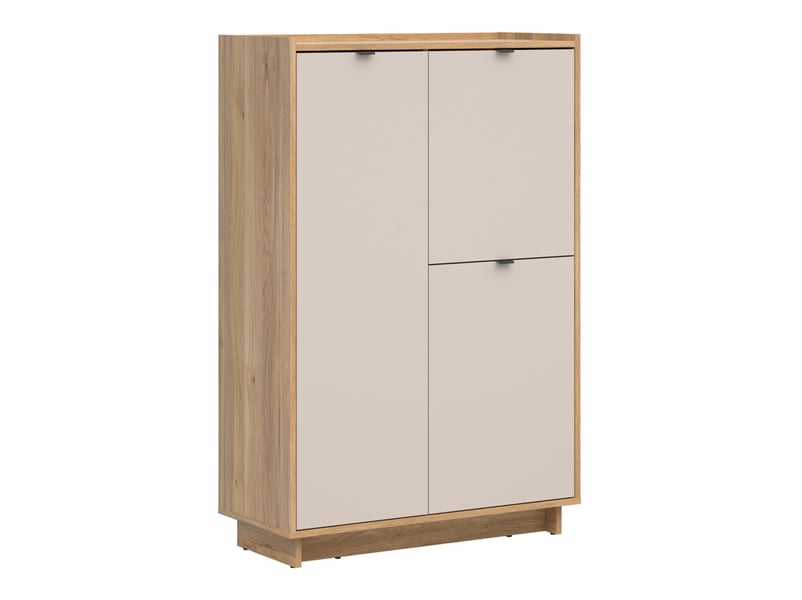  Bibliothèque 3 portes meuble de rangement coloris chêne mauvella beige - longueur 96 x profondeur 42 x hauteur 145 cm  - Conforama B