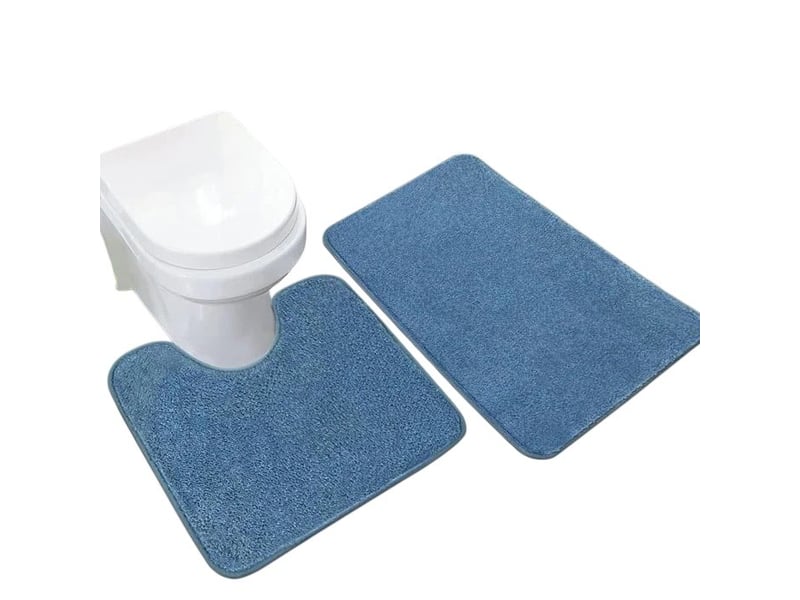  Lot de 2 tapis de bain en microfibre antidérapants - 50 x 80 cm - bleu  - Conforama A