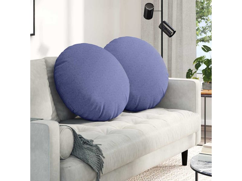  Lot de 2 coussins de siège, coussins décoratifs tissu bleu denim ø80 x 29 cm cf59771  - Conforama B