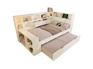 Lit gigogne 90x190 cm coloris blanc