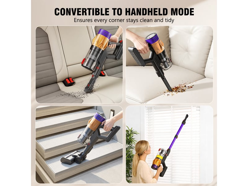  Aspirateur balai sans fil - 550w - 50kpa - 60min - capacité 1,5l - écran tactile-violet  - Conforama C
