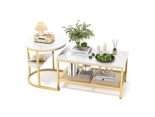 Table basse coloris doré EVRYAE - 46 cmx52 cm