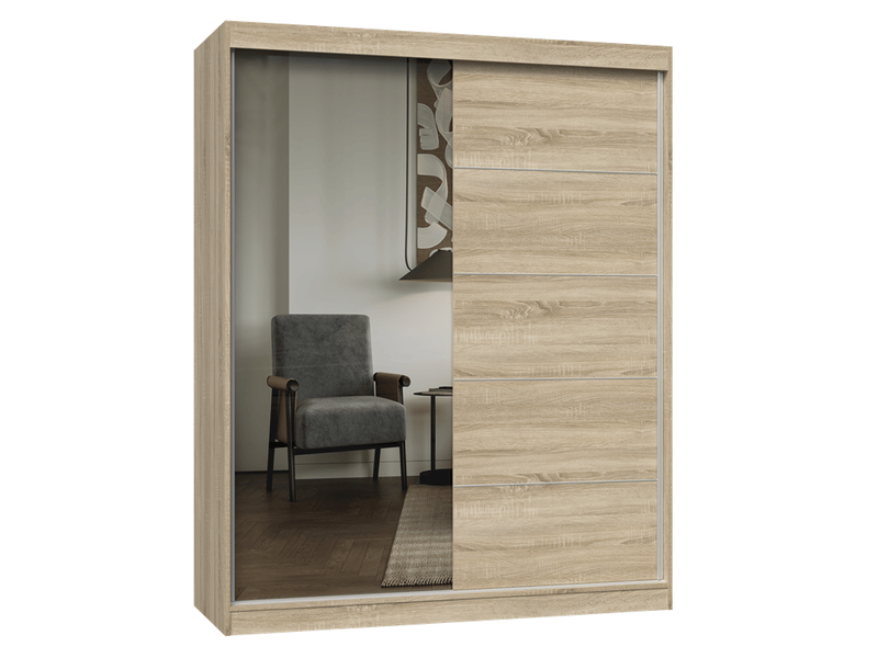 Iga 160 ac - armoire à 2 portes coulissantes - 1 miroir - l. 160 cm - sonoma  - Conforama A