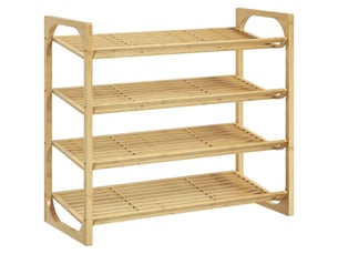 Étagère à chaussures tcqpz en bambou 4 niveaux pour 12 paires avec poignée 76 x 33 x 67 cm naturel
