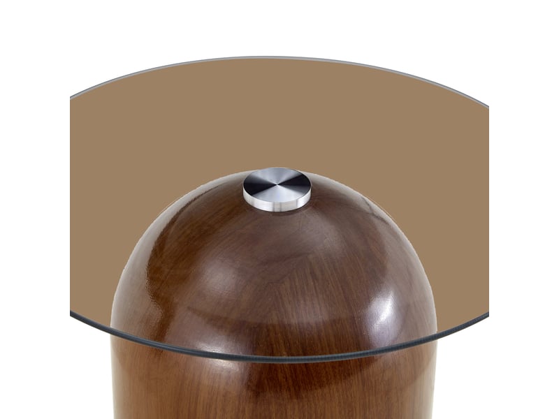 Lot de 2 table basse ronde de salon, plateau en verre, piètement sculptural effet noyer, design contemporain chaleureux, structure métal, noyer - Conforama R