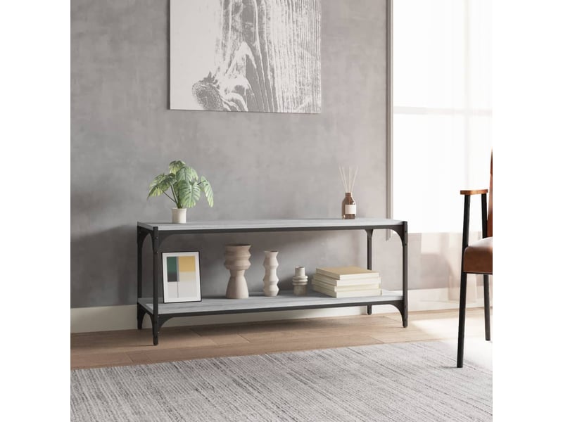  Meuble tv - banc tv - meuble de rangement sonoma gris 100x33x41 cm bois d'ingénierie et acier  - Conforama C