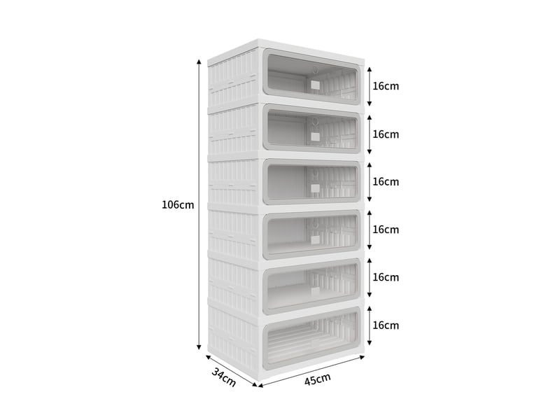  Meuble à chaussures pliable,45×34×106 cm,6 niveaux, 12 paires,porte transparente en pet,matériau pp,style moderne,blanc  - Conforama C