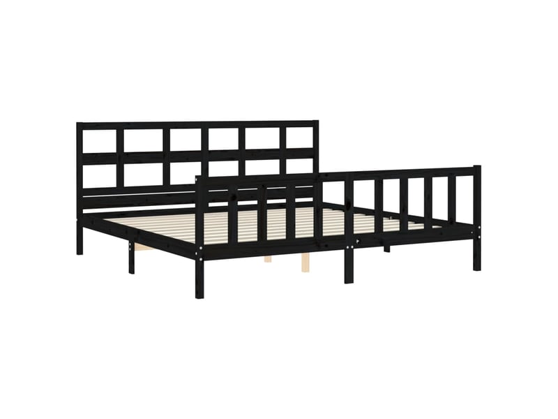 Lit double- lit adulte - cadre de lit sans matelas noir 200x200 cm bois massif de pin - Conforama D
