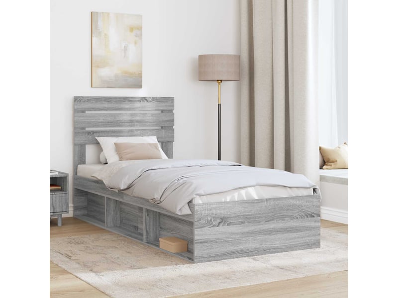  Lit simple- lit adulte -  cadre de lit gris sonoma 100 x 200 cm pin massif  - Conforama B