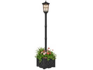 Lampe solaire d'extérieur pour jardin avec pot de fleurs intégré, 2 modes de luminosité 10050 lm, ip44, allumageextinction automatique, noire