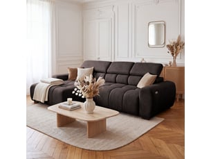 Canapé d'angle aldo avec fonction couchage, à gauche, tissu salvador, marron foncé (04)