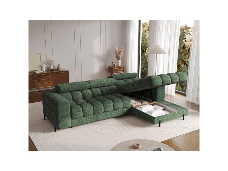  Canapé d'angle droit convertible emeraude style épuré 285x99x181cm filtro  - Conforama B