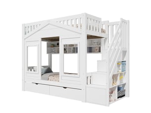 Lit cabane 90x200 cm <strong>KORFEE</strong> <strong></strong> coloris blanc