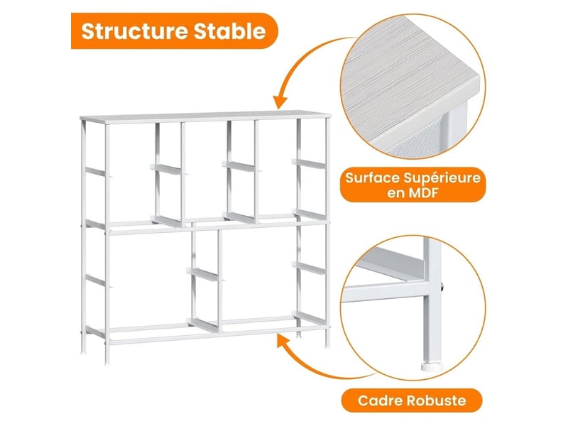  Chiffonnier dix tiroirs tissu blanc meuble de rangement 97 cm moderne  - Conforama B