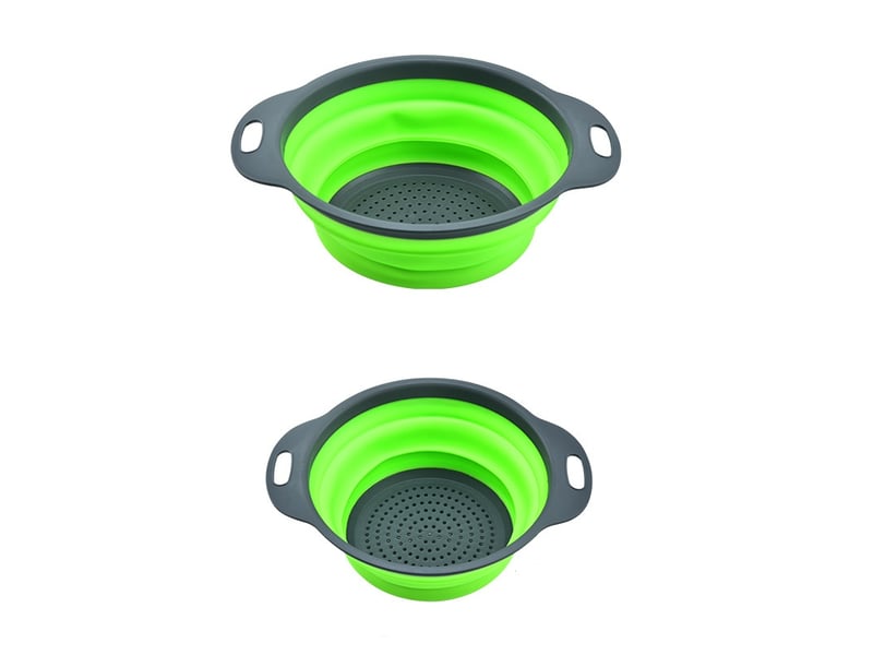  Lot de 2 passoires pliables en silicone – pour égoutter pâtes, légumes et fruits, vertes  - Conforama A