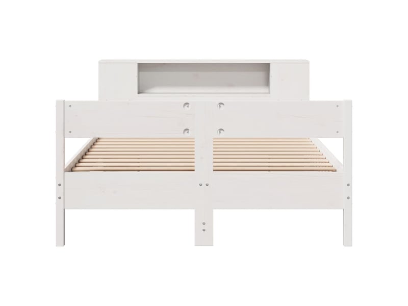  Lit double- lit adulte -  lit bibliothèque sans matelas blanc 135x190 cm bois pin massif  - Conforama C