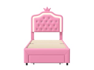 Lit avec rangement 90x200 cm <strong>Lonelyo</strong>  <strong></strong> coloris rose