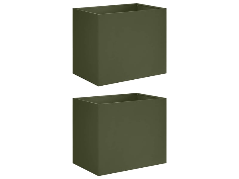  Jardinière - cache-pot de jardin 2 pcs vert olive 50 x 40 x 50 cm  - Conforama A
