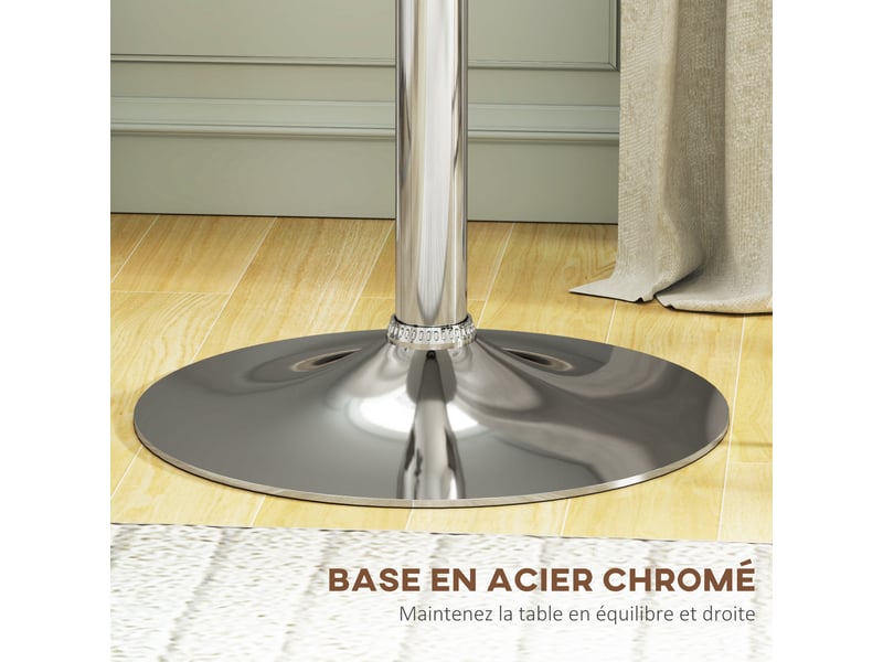  Table de bar table bistro mange-debout hauteur réglable 67-93 cm plateau pivotant 360° métal blanc ø 63 cm  - Conforama R