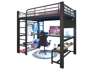 Lit mezzanine 140x200 cm <strong>MODENUIT </strong> <strong></strong> coloris noir
