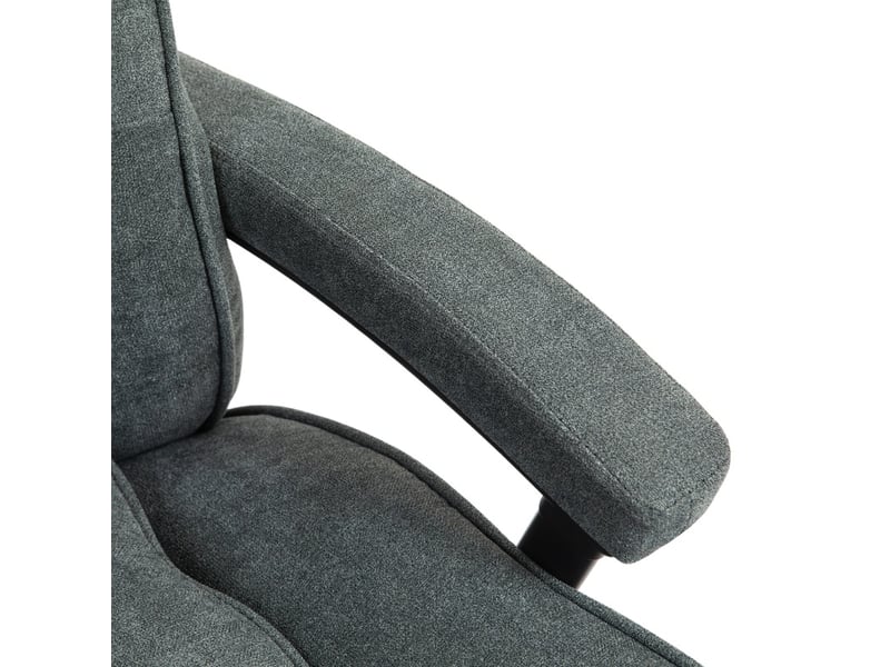 Chaise de bureau haute grise en tissu, réglable et pivotante avec fonction bascule, supporte jusqu'à 200 kg - Conforama D