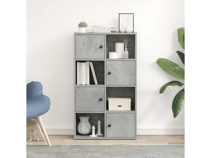  Bibliothèque, meuble de rangement salon gris béton 60x24x101,5 cm bois d'ingénierie  - Conforama C