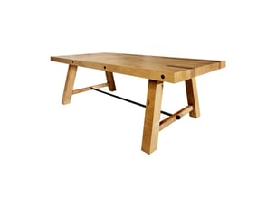 Table de salle à manger rancho – bois de pin recyclé verni – 240 cm – style rustique