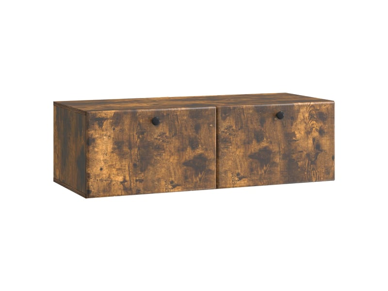  Meuble tv - banc tv - meuble de rangement mural 98 x 41 x 30 cm chêne fumé bois d'ingénierie  - Conforama A