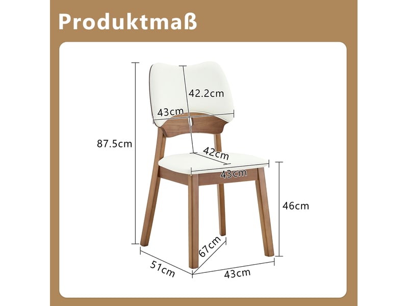  Lot de 2 chaises de salle à manger 51x43x87,5 cm design moderne dossier papillon bois blanc  - Conforama E