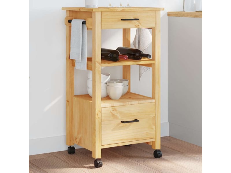  Desserte de cuisine, chariot de rangement monza 48x40x88,5 cm bois massif de pin shl46724  - Conforama B