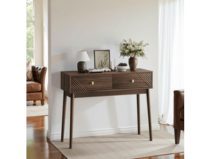 Console 2 tiroir(s) coloris bois foncé MAISENTIEL - longueur 100 cm - 100 cm