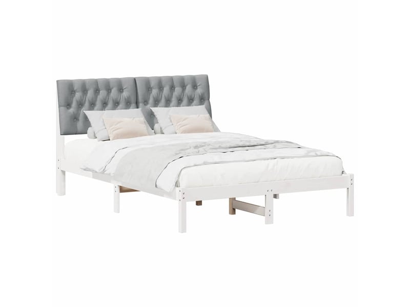  Lit double- lit adulte -  cadre de lit avec tête de lit rembourrée blanc 150 x 200 cm  - Conforama B